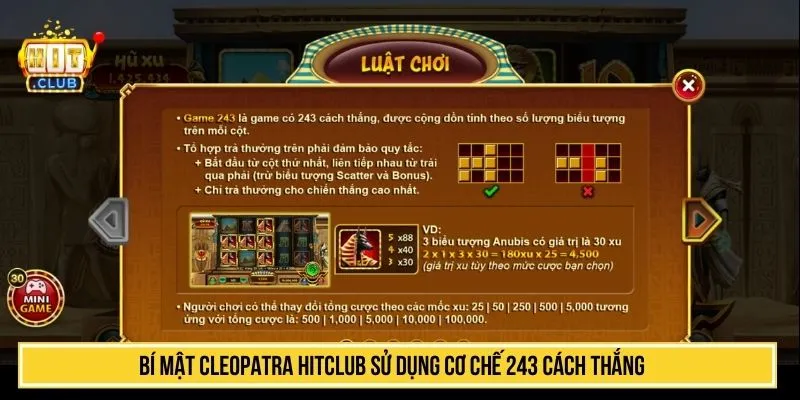 Bí mật Cleopatra HITCLUB sử dụng cơ chế 243 cách thắng
