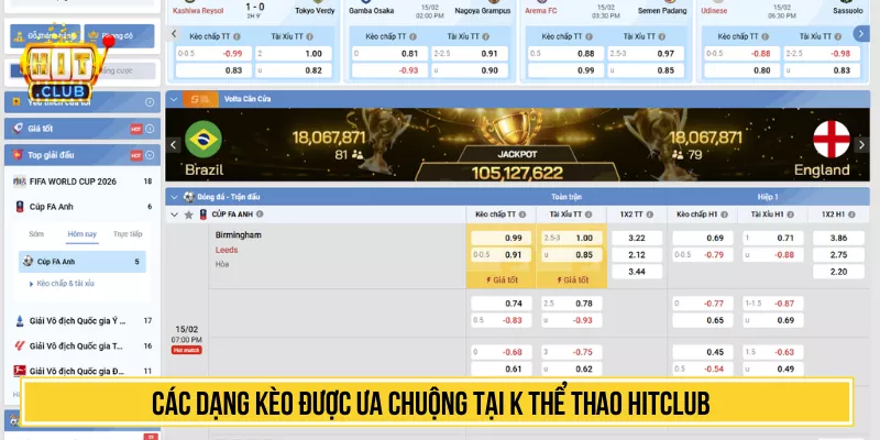 Các dạng kèo được ưa chuộng tại K thể thao HITCLUB