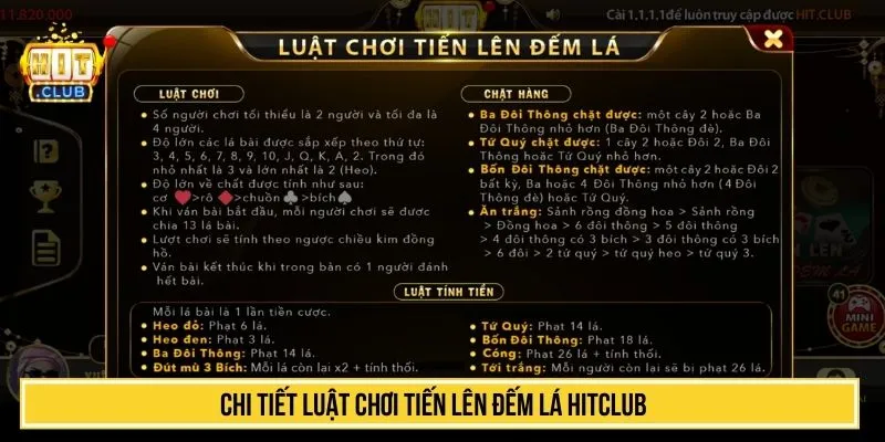Chi tiết luật chơi tiến lên đếm lá HITCLUB