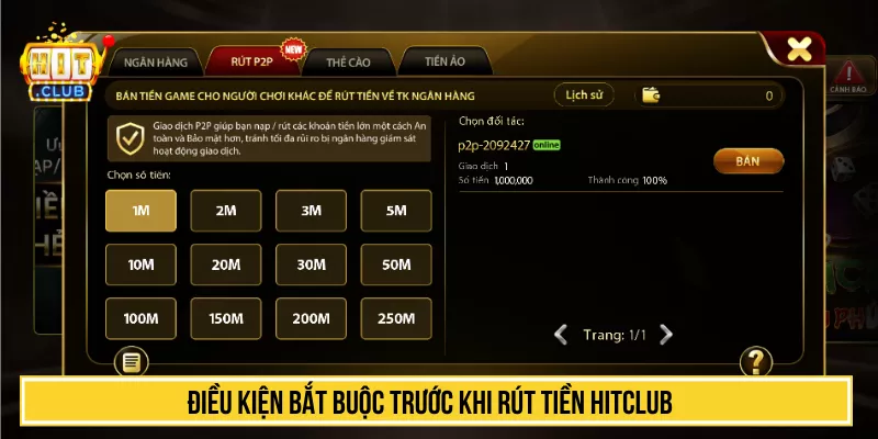 Điều kiện bắt buộc trước khi rút tiền HITCLUB