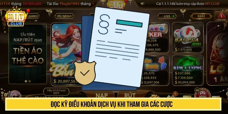 Đọc kỹ điều khoản dịch vụ  khi tham gia các cược