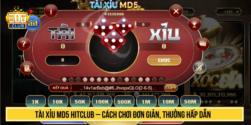 Tài Xỉu MD5 HITCLUB – Cách Chơi Đơn Giản, Thưởng Hấp Dẫn